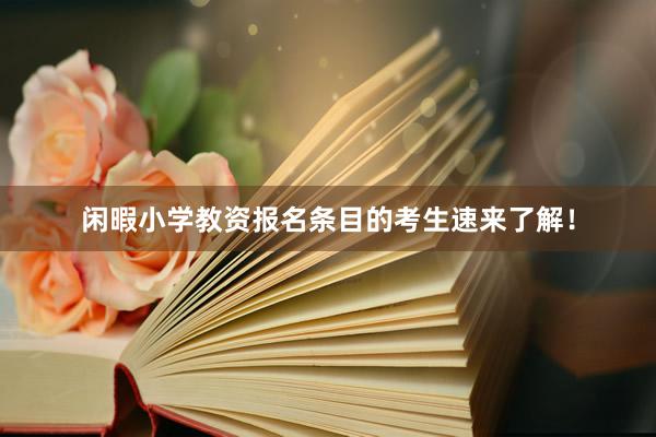 闲暇小学教资报名条目的考生速来了解！