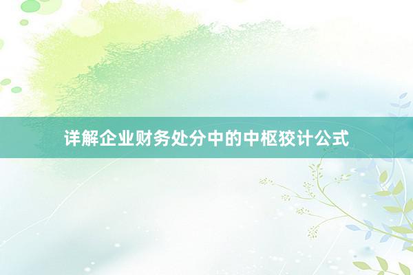 详解企业财务处分中的中枢狡计公式